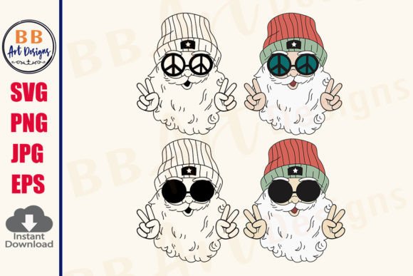 Download Groovy Santa Claus SVG, Hippie Christmas - Santa claus Collection