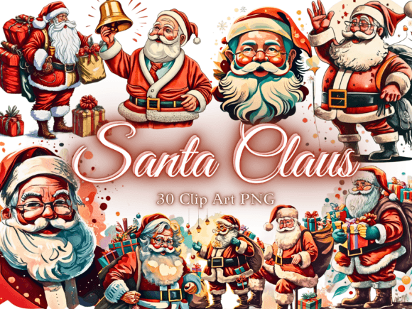 Download 30 Retro Santa Claus Clipart PNG - Santa claus Collection